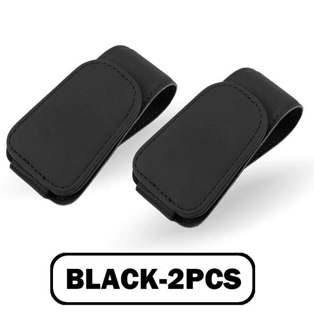 TEMU 2pcs Pu Leather Car Holder, Magnetic Sun Visor Clip Mount, Eyeglass Holder With Card Slot, Car Interior Accessory For Drivers