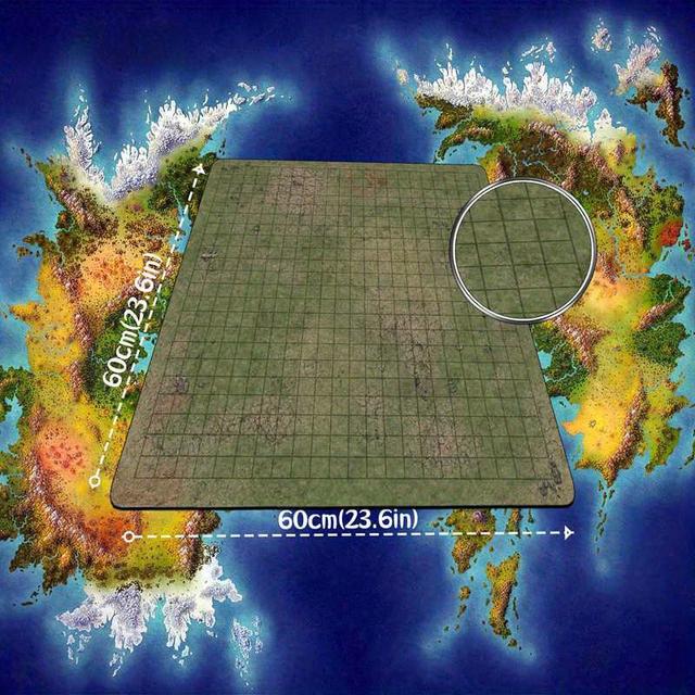 TEMU Non-slip Gaming Mat For Rpg Featuring A D20 Design, With A Cm Grid Layout Suitable For Tabletop Games And Compatible With Ttrpgs And Trading