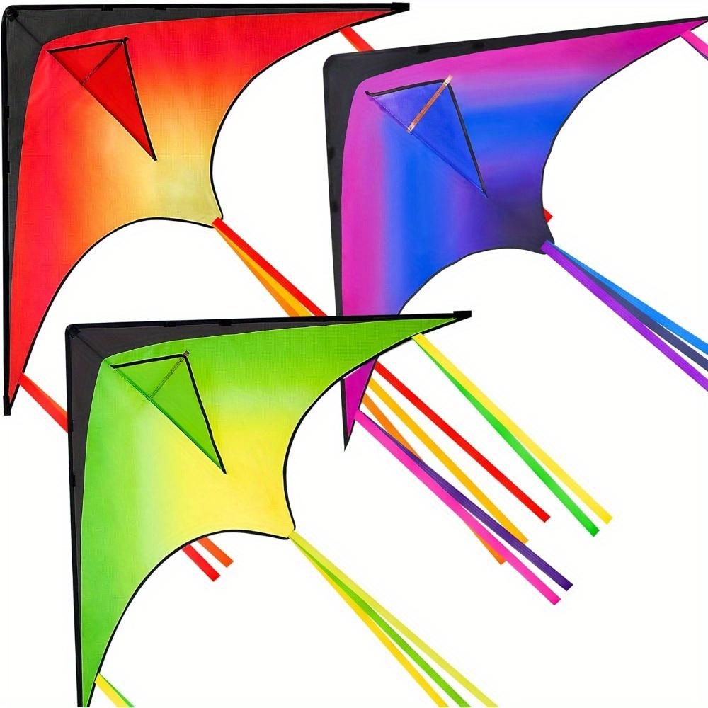 TEMU Syncfun Big Kite In Red, Green, And Purple, , Perfect For Kids And Adults, Comes With 262.5ft String, Ideal For Outdoor Games And Fun