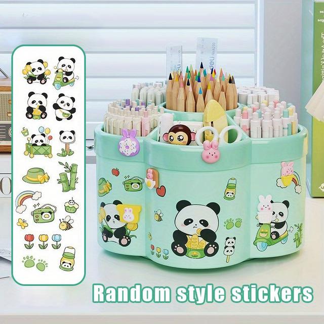 TEMU 1pc Degree Rotating Pen Holder Storage Box Multi-functional Large Capacity Storage Box Suitable For Office Desktop Makeup Pens Student Home Stationery Storage