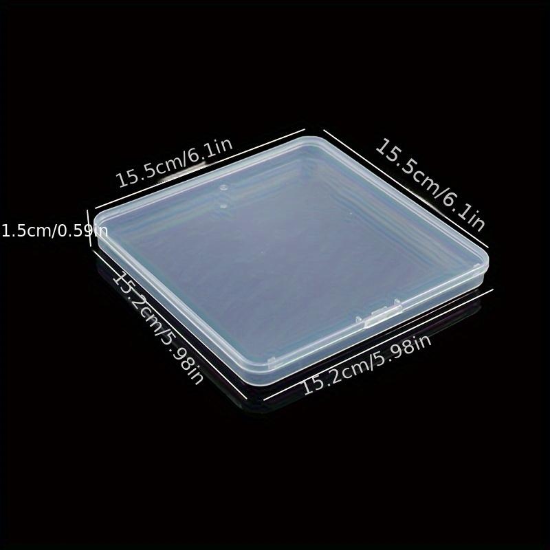 TEMU Juego de 3 tapas de almacenamiento cuadradas transparentes de polipropileno - un organizador apilable contemporáneo para tarjetas, herramientas y joyas, almacenamiento de álbumes de recortes