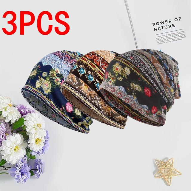 TEMU 3pcs, Bright, Fashionable, Casual And Retro Small Flowers, Unisex Belts, And Father's Day Gifts, Comfortable Clothing, Durable Headwear, And Brim Hats