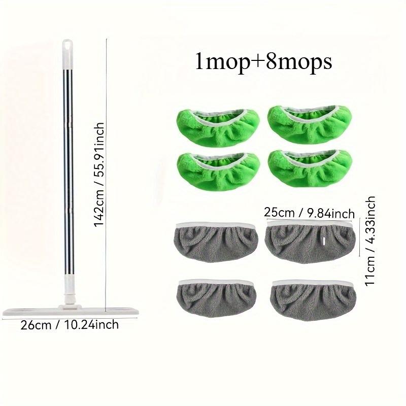 TEMU 1 Mop + 8 Reusable Microfiber Replacement Pads - Washable, Durable, High Absorption For Cleaning, Fits Standard Mops, Cleaning Pads