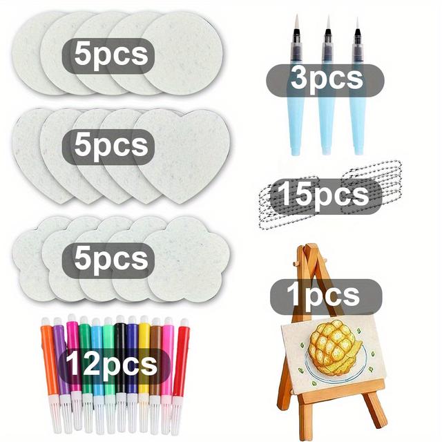 TEMU 46pcs Texture Painting Set - 3d Sponge For Painting With Foam Texture Paper, Sponge For Painting, Fluffy Popcorn Drawing Texture Kit, Bubble Drawing Pen Art Supplies, Bright Colors