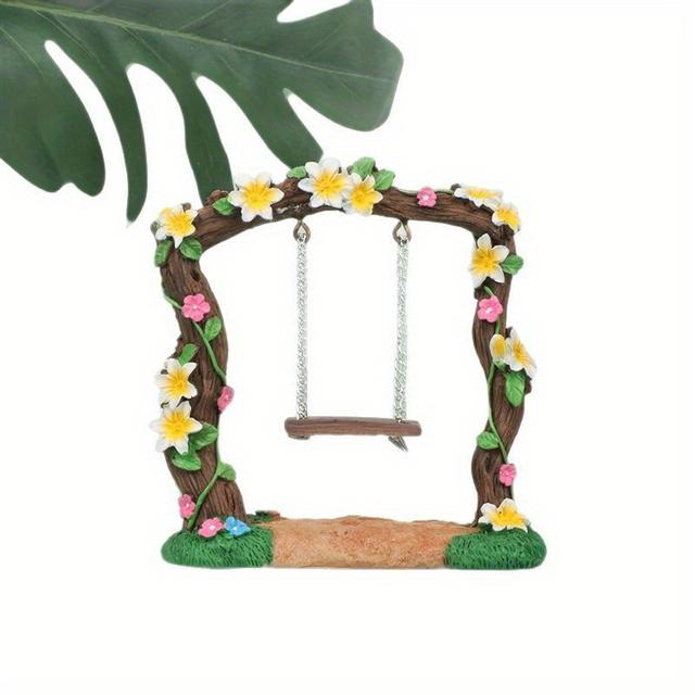 TEMU Niedliches Harz Schaukel Ornament - Miniatur Gartendeko, Aquarium Deko, Puppenhaus Feengarten Bastelarbeiten, Mini Landschaftsdeko Geschenk