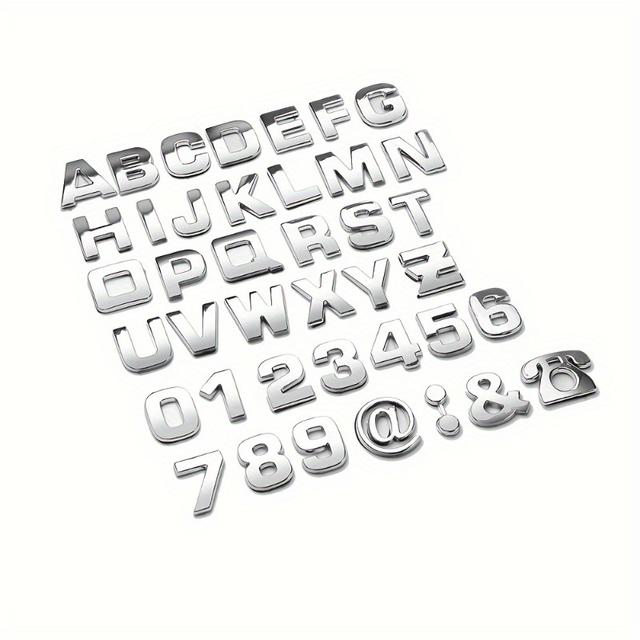TEMU 40pcs Car Emblem Letter Stickers Diy 3d Chrome Number Symbol Badge Sticker