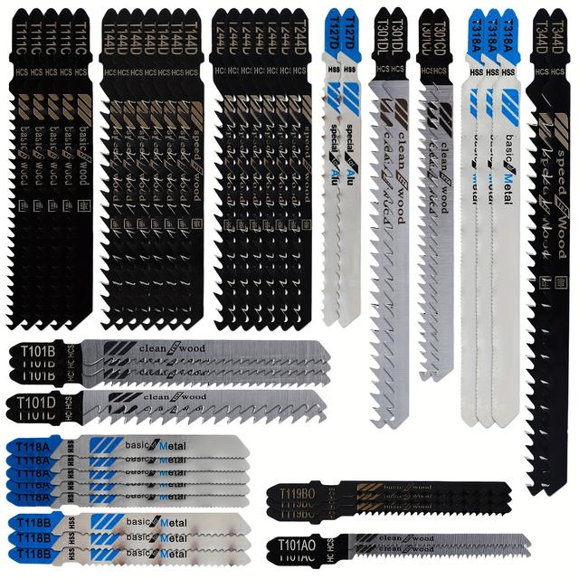 TEMU Набір з 48 штук пилок HCS з хвостовиком Т, багатофункціональні для , пластику, металу, високовуглецевої сталі, міцні, довговічні, у використанні, промислові інструменти