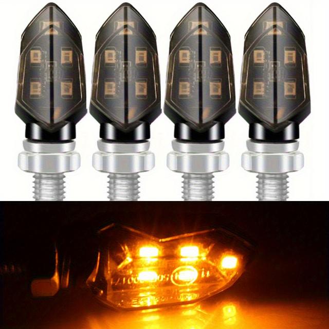 TEMU 4pièces/set Mini Moto Lentille Tourne-Visage 5LED 12V Orange Blinker Indicateur Lampe Moto Universelle Facile à Installer, Batterie