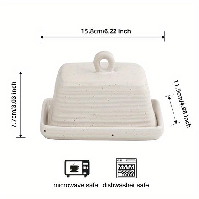 TEMU A Ceramic Butter Dish Set, Featuring A Covered Butter Plate And A Large Capacity Container, Designed For And Freshness, Measuring 15.8cm/6.22in