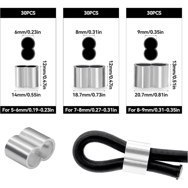 TEMU 90pcs Professional Wire Rope Clips Packaging, Crimping Pliers 6mm, 8mm, 9.2mm Choke Clamps, Double Set, Rope Pressure Sleeves, Expansion Ropes, Oilcloth Ropes