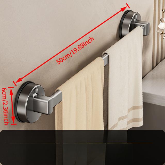 TEMU Toallero de de alta resistencia - Sin taladro, sin adhesivo, soporte de toalla de sujeción fuerte para baño/cocina, para ducha, azulejo de cristal, autocaravana