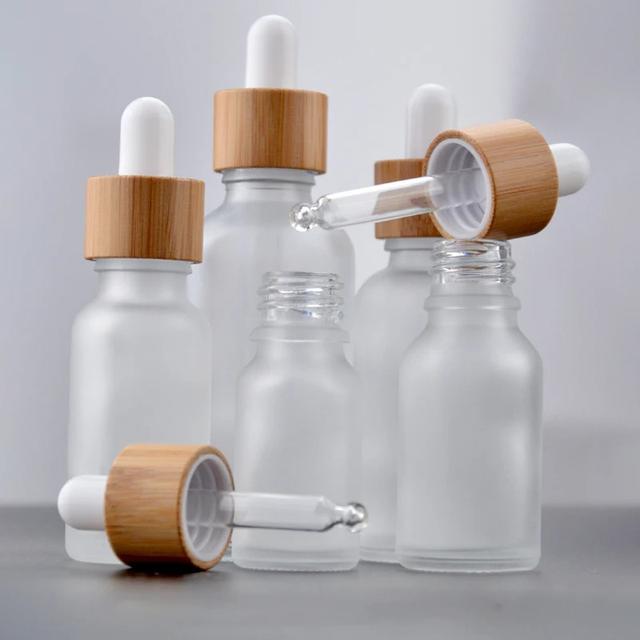 TEMU 9pcs 5ml 10ml 30ml 50ml Thick Glass Perfume Bottle Frosted Dropper Bottle Glass Essential Oil Bottle With Bamboo