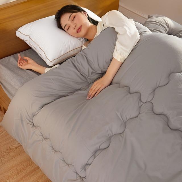 TEMU アップグレード版 オール対応 軽量掛け布団 - ラロング（180x200cm）またはスタンダード（100x150cm） シングル/ダブルベッド用 - 低アレルギー性、洗濯機対応 - 超柔らかで暖かい代替羽毛風詰め物 - 一年中使えるトなグレーの寝具 - シングル・カップル・大型ベッドに最適 - コースタルレーション、快適睡眠ソリューション、繊細なディテール、耐久性抜群、柔らかなフィリング