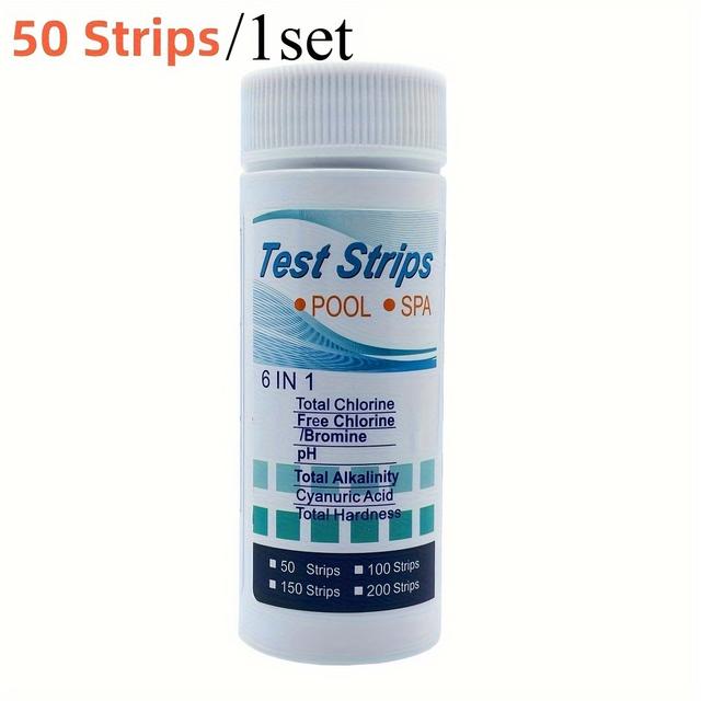TEMU Test Strips For Pool And - Precise Assessment Of Ph, , Bromine, Total Alkalinity, Cyanuric Acid, And Total Hardness For Above-ground Pools, Hot Tubs, And Spas