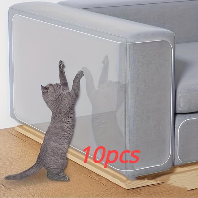 TEMU 10pcs Of Transparent Cat Scratch Tape - Pvc Furniture Protectors, Double-sided Sofa And Recliner Protective Film, Indoor Pet Scratching Prevention Stickers.