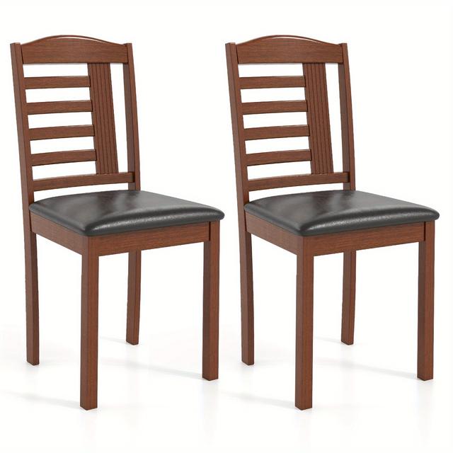 TEMU Lifezeal Dining Chair Set Of 2 With Leather Upholstered Seat & Rubber Wood Frame - Solid Color Modern Chairs, Sponge Cushioned Seat, No Electricity Needed For Living Room, Dining Room, Office