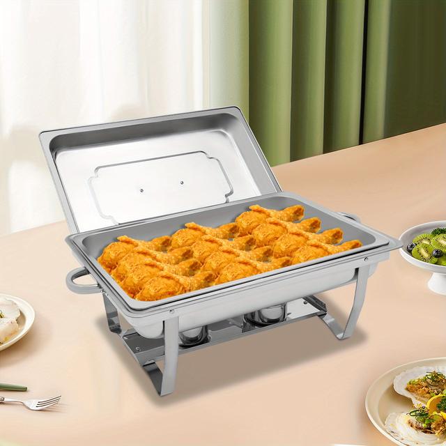 TEMU Buffet Warmer, 9l Stainless Steel Warming Container With Lid And Tray, Food Warming Container, Cooking, Food Warmer For Catering Buffet And Party