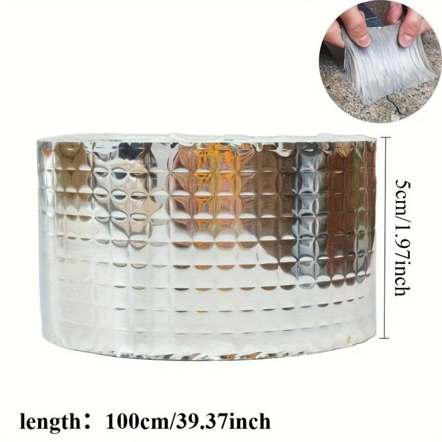 TEMU 2 Rollos de Cinta de Aluminio Autoadhesiva Impermeable - Ideal para Techos de Tejas, Tuberías y Renovación del Hogar, Fácil de Aplicar, Tira de Sellado Duradera, Protección contra la Humedad