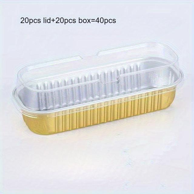 TEMU Juego de 40 piezas (20 moldes + 20 tapas) Molde para pan mini de aluminio con - Taza rectangular de 6.8 oz para tostadas, , etc. - Fácil de limpiar, ideal para uso festivo y diario