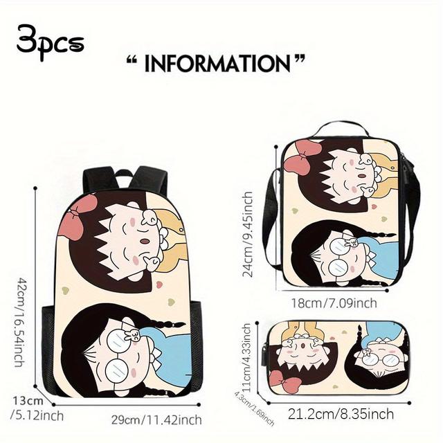 TEMU 1/ 3 قطع حقيبة سفر كبيرة السعة من قماش أوكسفورد بتصميم ماروكو مع جيب للكمبيوتر المحمول، حقيبة ظهر لكلا الجنسين مع حافظة أقلام وصندوق غداء - مثالية للاستخدام اليومي للرجال والنساء