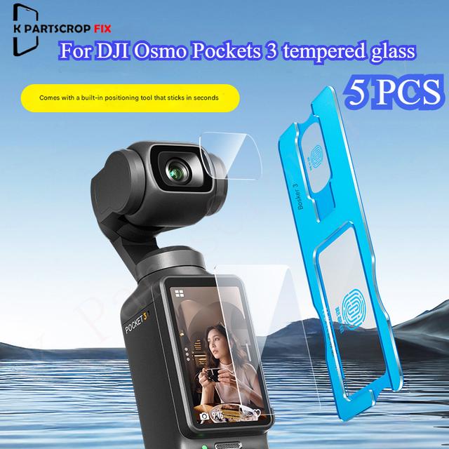 TEMU 5pcs Of Tempered Lens Film And Screen Film Positioner For Dji Pockets 3, Pockets 3, Featuring High-definition Positioning And Integrated Protective Film