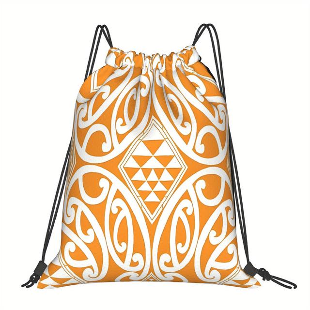 TEMU Orange Maori Polyester Material Is Durable And Reusable, Suitable For Birthday, Christmas And Halloween Party Gifts-portable Drawstring Backpack Is Suitable For Party Gift Bags And Candy Bags