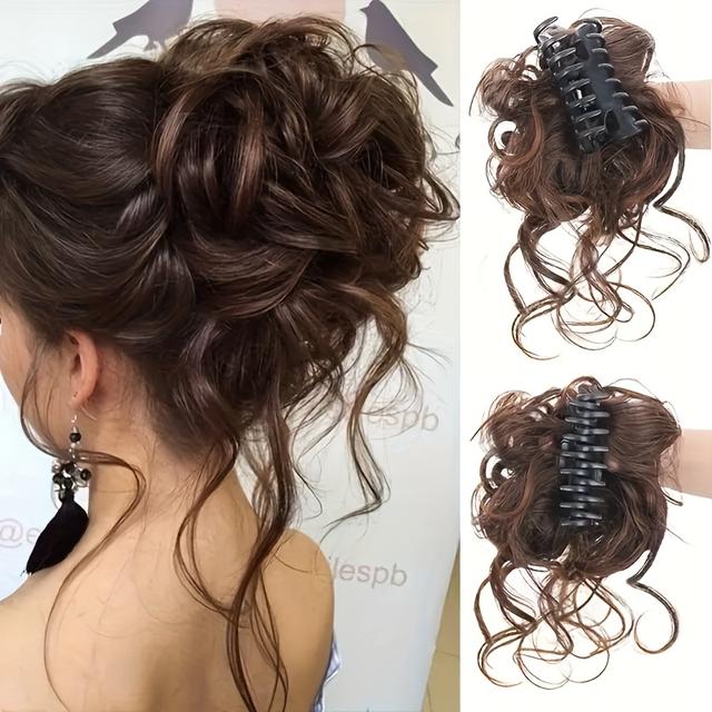 TEMU Women's Wavy Curly Hair Clip-in Wig- Natural And Fluffy With Long Beard And Head Tail, Convenient For Daily Wear. A Great Holiday Gift For , During Festivals. Used In All .
