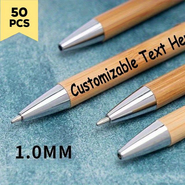 TEMU 50 stuks Aanpasbare Bamboe Pennen, Ideaal voor Bedrijfsbranding, Huwelijkscadeaus - Gepersonaliseerde /Verjaardagscadeaus, Schrijfgerei Liefhebbers, Promotieartikelen