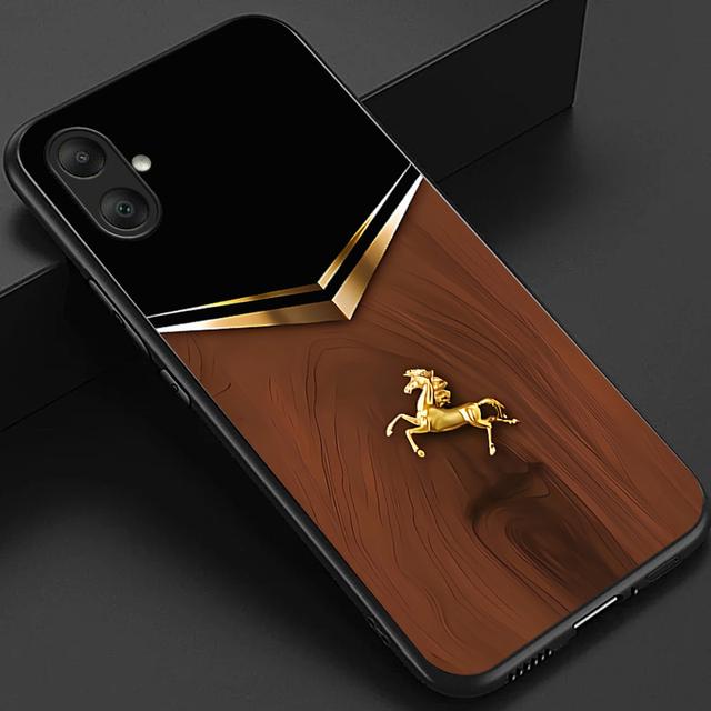 TEMU Funda para Teléfono - Elegante Cubierta Trasera de Vidrio Brillante para Samsung Galaxy A06 5G 4G, con una Variedad y un Diseño de Caballos Dorados, Perfecta Como Regalo