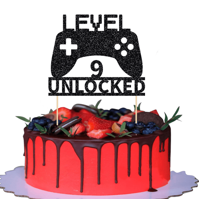 TEMU 1pc Unlocked Cake Topper, Topper, Game Controller Cake Topper For 9th Birthday Party Decoration