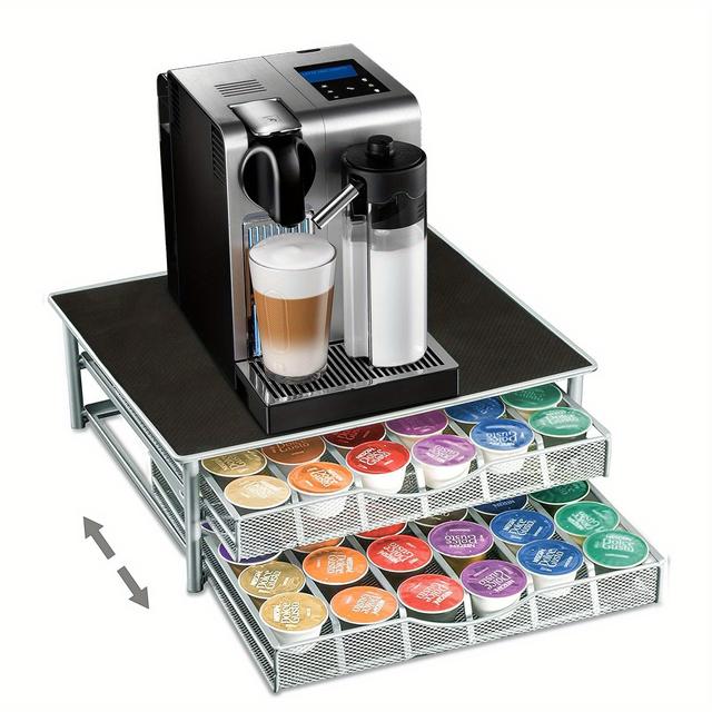 TEMU Kaffeekapselhalter Schwarz 39.4*14.5*35.3cm für 72 Kapseln