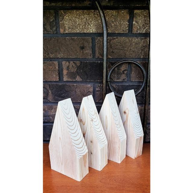 TEMU Set Of 4 Unfinished Pine Wood House Blocks For Crafts, Perfect For Christmas Decor And