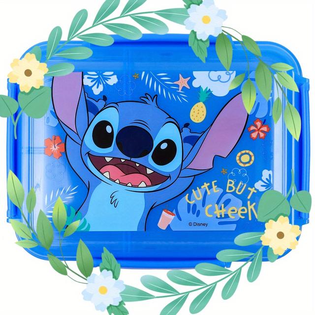 TEMU Adorable Stitch Lunch Box - Large Capacity Portable Bento Box With , Durable Plastic Food Container For School, Camping, And Outdoor Use, Camping Essentials, Design, Sturdy Construction