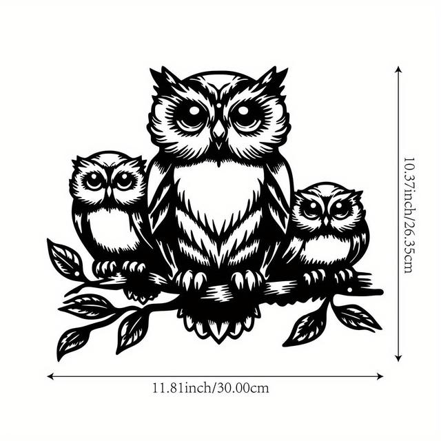 TEMU 1pc Metal Owl Mural Decoration - Black Iron Wall Art With Intricate , 11, 81" Indoor/outdoor Home & Garden Decor For Living Room, Patio, Balcony, Owl Home Decor