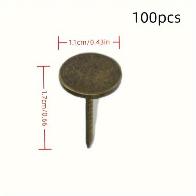 TEMU 100 Upholstery Tacks - 11*17/16*20mm Push Pins, Suitable For Furniture, Sofas, Wooden Doors, Jewelry Boxes - Vintage Decorative Nails, , , Furniture Nails