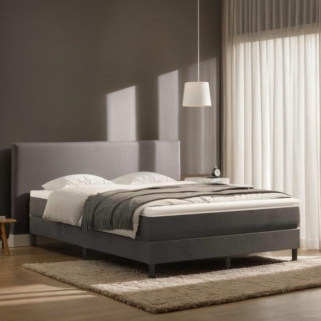 TEMU Lit simple avec base à lattes foncé 140X190 Cm Velours Multifonctionnel , Matériaux , Sommeil confortable, Parfait pour de famille, Adapté à divers groupes cibles