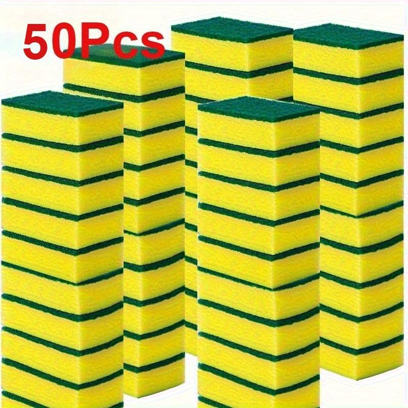 TEMU 50pcs Square Kitchen Cleaning Sponges - High Absorbency, Rust And Grease Removal, Double-layer Design, Suitable For Dishware, Cookware And Furniture
