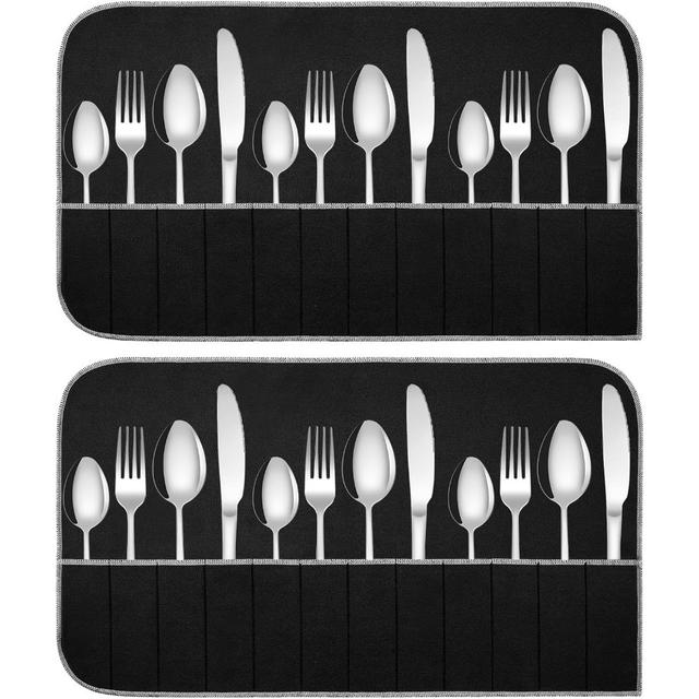 TEMU 2pcs Silver Storage Bags, Foldable Fabric, Insert Mount, Anti Tarnish, With Felt, For Kitchen Cutlery Utensils