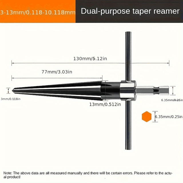 TEMU Ręczny Stalowy Taper Cutter – Zestaw Rozwiertaków Sześciokątnych do Drewna, Metalu i Tworzyw Sztucznych – Akcesorium do Fazowania Kompatybilne z Wiertarką