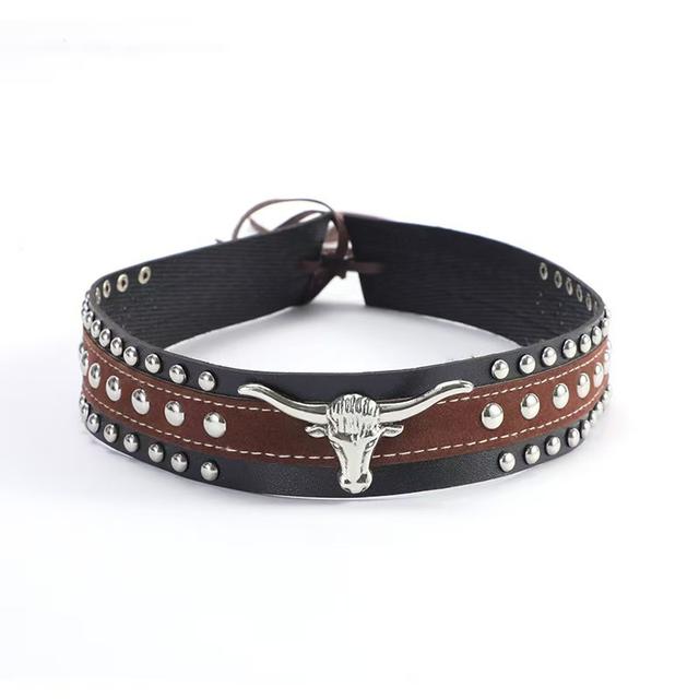 TEMU Metal Bull Ornament Cowboy Hat Band Additions Headband Hat Additions Ethnic Costume Belt Suitable Party And Daily Commuting Wear
