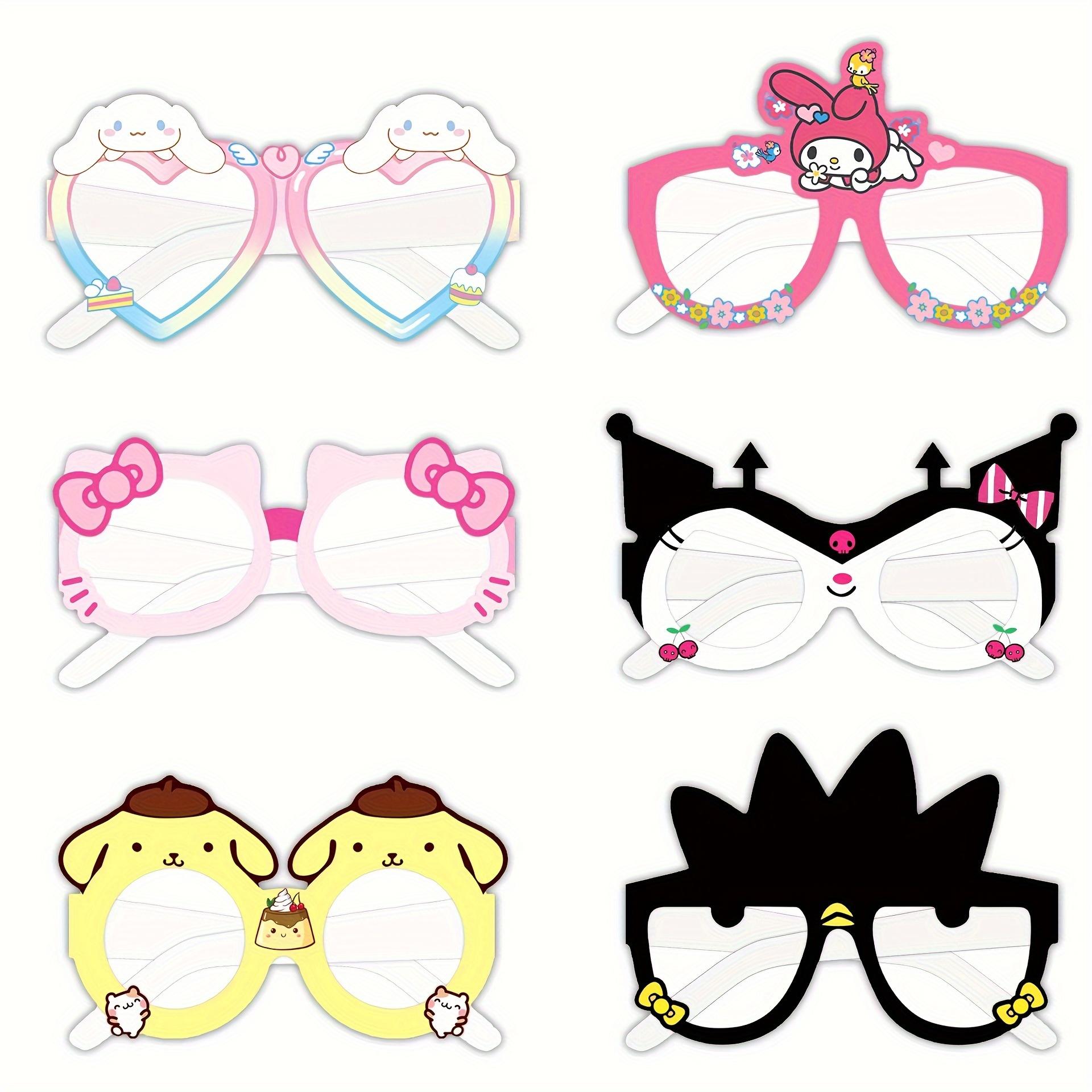 TEMU 12pcs Licensed Birthday Party Glasses Props Set My Melody Soup Theme Paper Photo Booth Glasses Decorations Featherless Suitable Seasonal Holiday Party Gifts