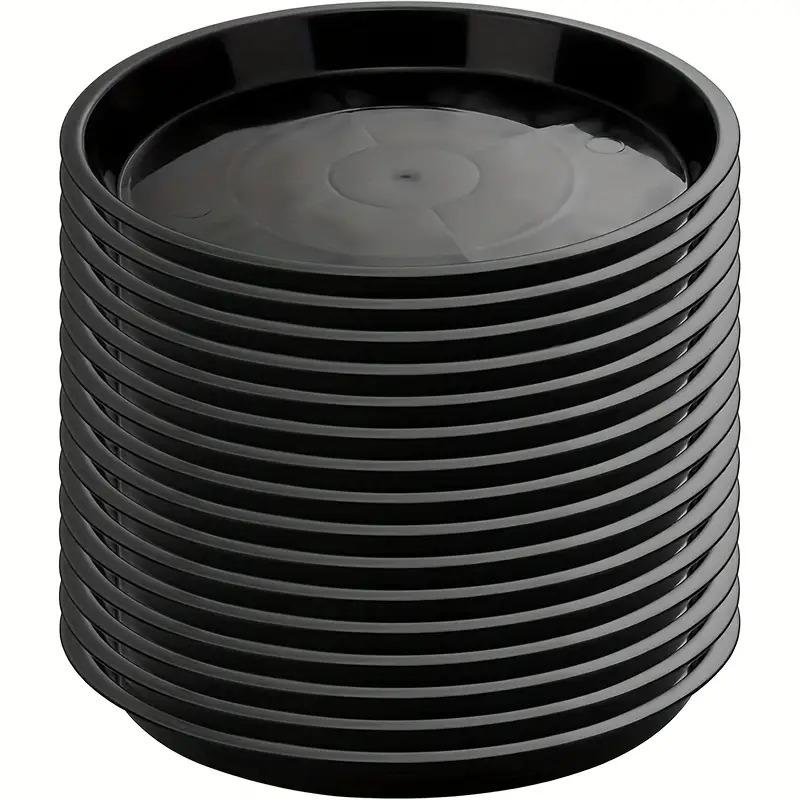 TEMU Set Of 16 Plastic Plant Saucers Measuring 27.94 Cm, Suitable For Indoor And Outdoor Use. Round Trays Are Designed For Heavy-duty Drip Protection For Garden Flowers And Planters, In Black
