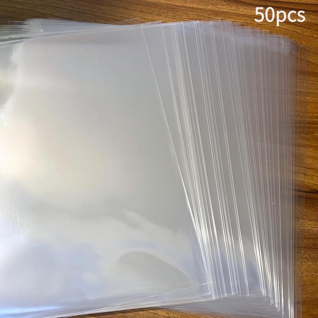 TEMU 50pcs 12 Inch Clear Vinyl Record Protective Film Bags - Durable, Reusable Plastic Storage For Music Jacket Protection | Transparent, | Ideal For Djs, Music Lovers & Collectors
