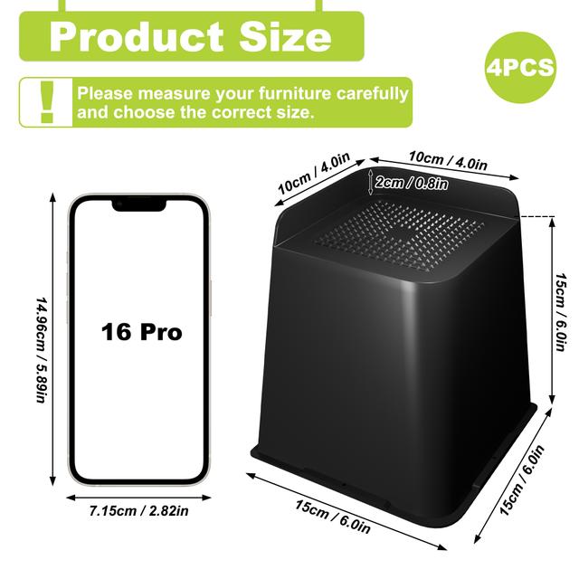 TEMU 4pcs Furniture Risers - Height Adjustable Furniture Feet For Coffee Table, Sofa, Desk, Chairs, Bookshelf