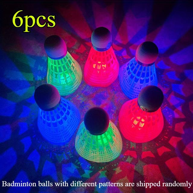 TEMU 6pcs Luminous Feather Ball Set, Durable Feather Ball, Suitable For Night Outdoor Entertainment, Suitable For Family Entertainment