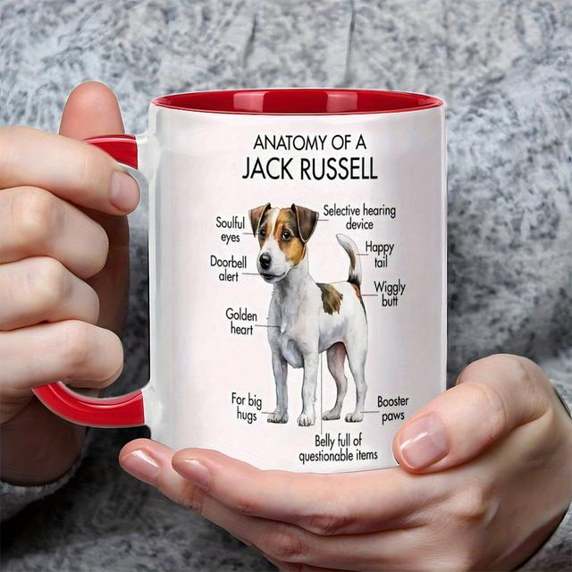 TEMU 1pc 11oz Ceramic Mug With "anatomy Of A " Design - Humorous Dog Illustration, Wide Mouth Coffee Cup, Hand Wash Only, Reusable, Ideal For Outdoor Camping, Picnics, Travel, Easter Gift