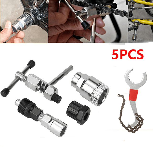 TEMU 5pcs Bicycle Repair Kits Bike Cassette Crank Chain Whip Spanner Removal Tools