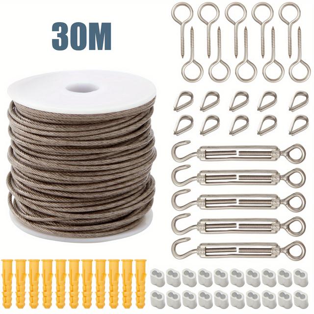 TEMU 30m Stainless Steel Garden Wire Rope Kit Cable Wire Rope Catenary Wire Kit