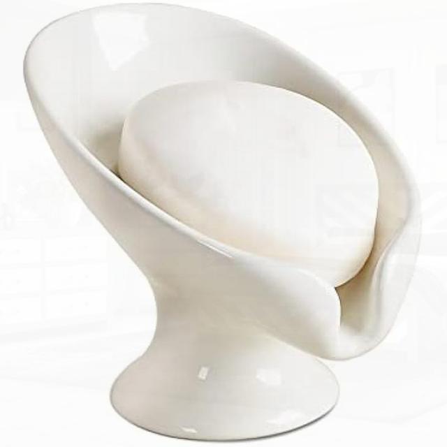 TEMU Chic White Ceramic Leaf-shaped Self-draining Soap Dish Holder – Elegant Bar Soap Organizer For Bathroom, Kitchen, And Shower – Easy To Clean, Keeps Soap Dry And