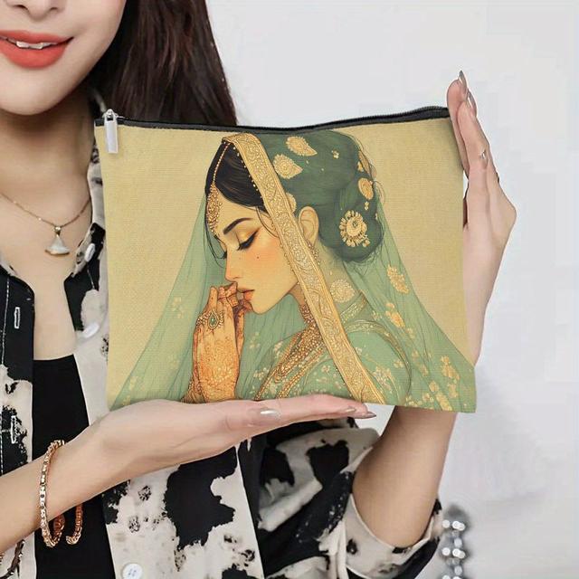 TEMU 1pc Portable Travel Bag Suitable For Ladies - Lightweight Makeup Storage Guest Outfit ( Lehenga), Zipper Closure For Toiletries, Essentials & Cultural Events